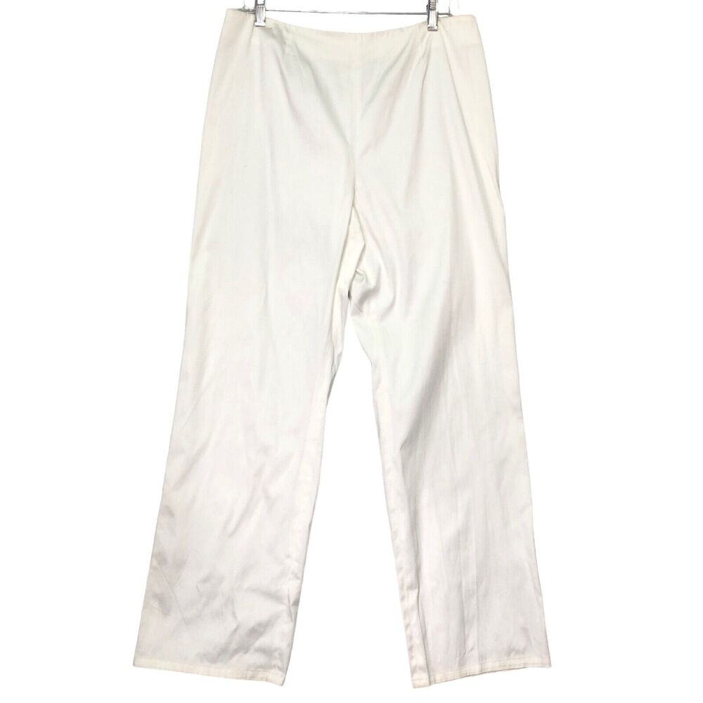 Ron Leal Womens Size 14 White Pants Side Zip Straight Leg 100% Cotton Canada